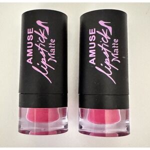 Amuse Matte Lipstick Lot of 2 Hot Pink Shades – New Sealed Tubes